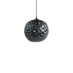 10" Ceramic Hanging Lantern in Black