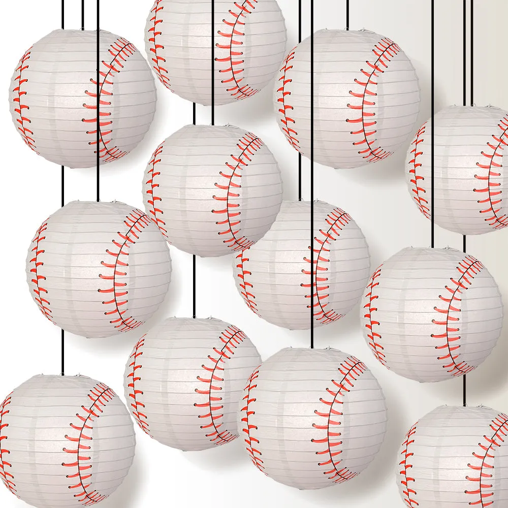 12 PACK | 14" Baseball Paper Lantern Shaped Sports Hanging Decoration