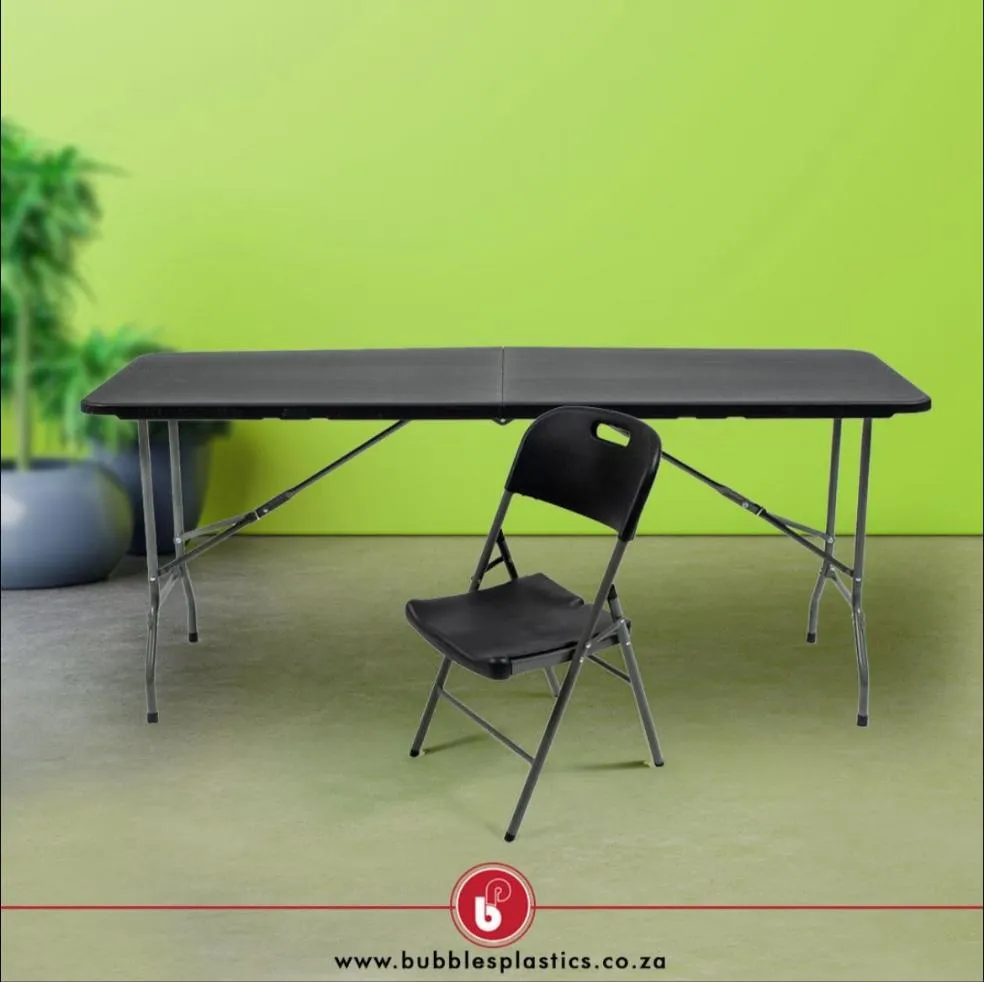 1.8m Folding Trestle Table Black