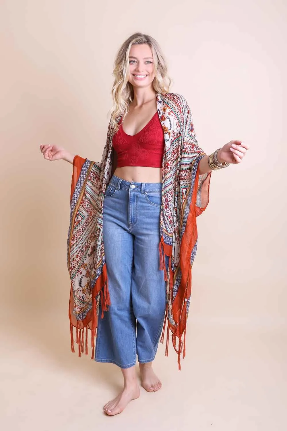 ALEXANDRA TASSELED LIGHTWEIGHT KIMONO