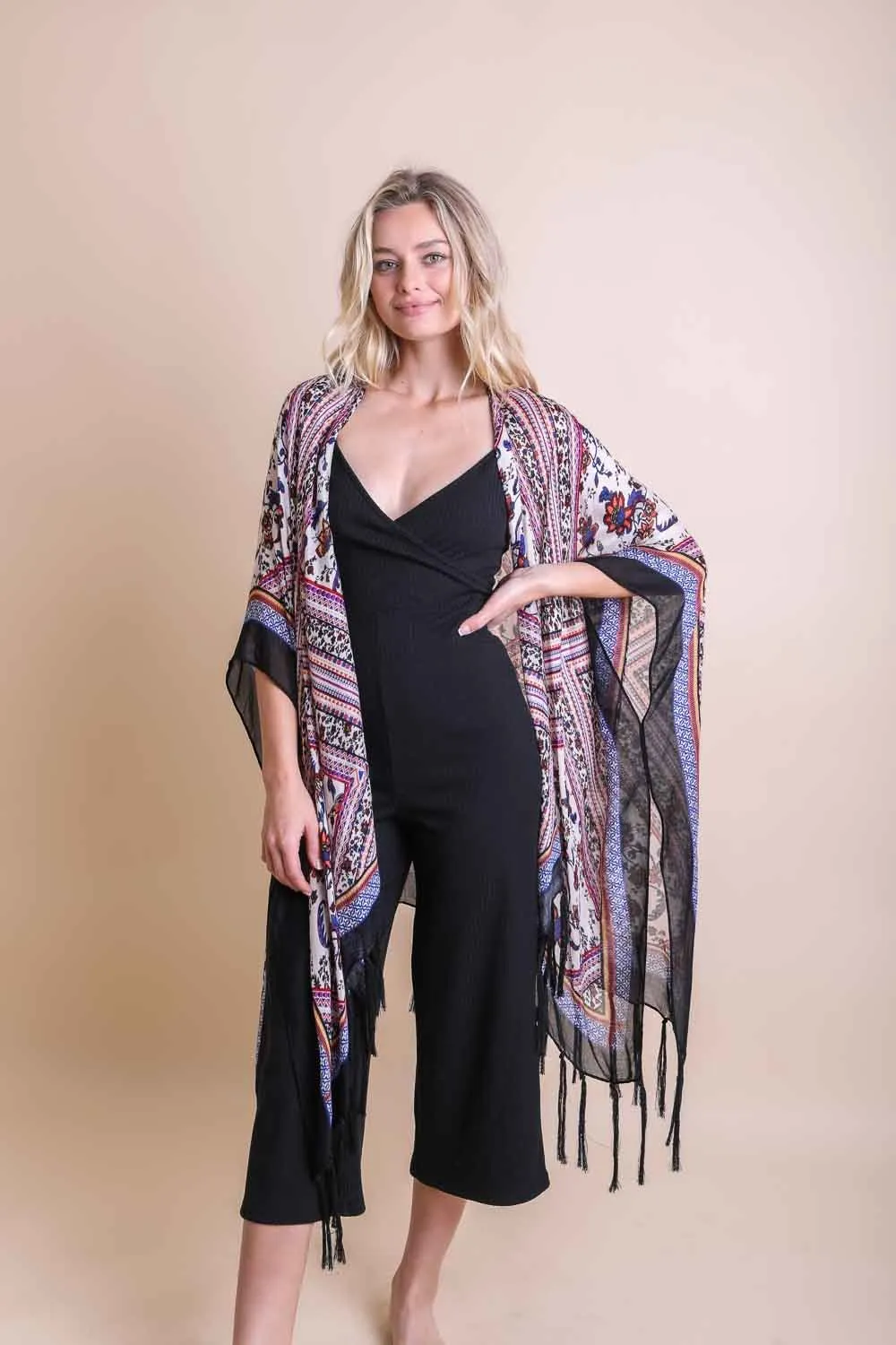 ALEXANDRA TASSELED LIGHTWEIGHT KIMONO