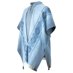 Angumba - Lightweight Baby Alpaca Hooded Poncho - Cloudy Blue - Unisex