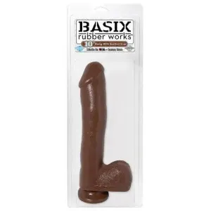 Basix Rubber Works - 10 Inch Dong With Suction Cup - Brown