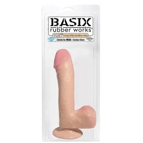 Basix Rubber Works - 7.5 Inch Dong With Suction Cup - Flesh