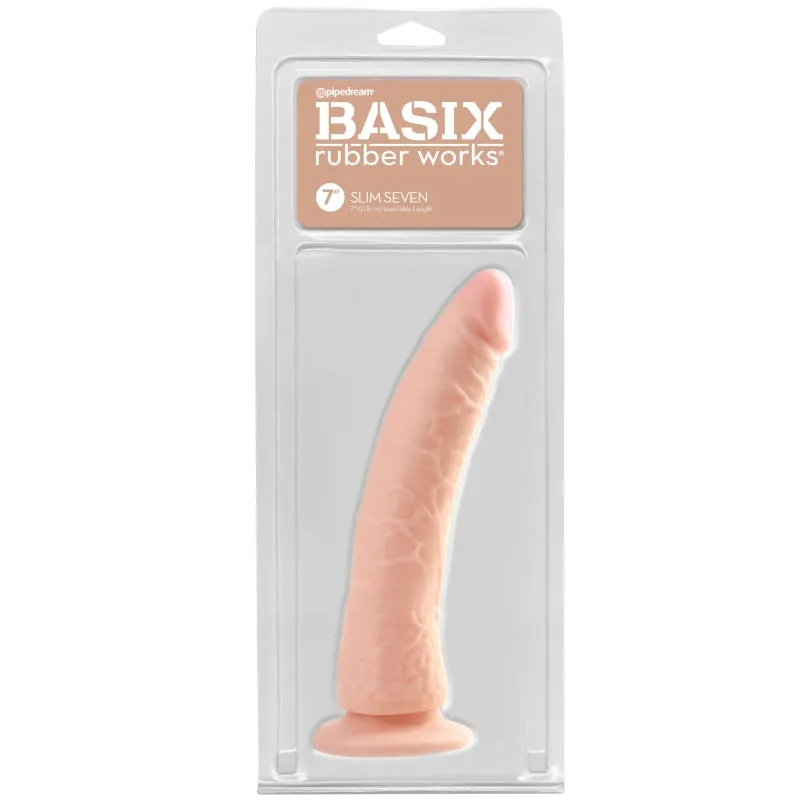 Basix Rubber Works - Slim 7 Inch With Suction Cup - Flesh