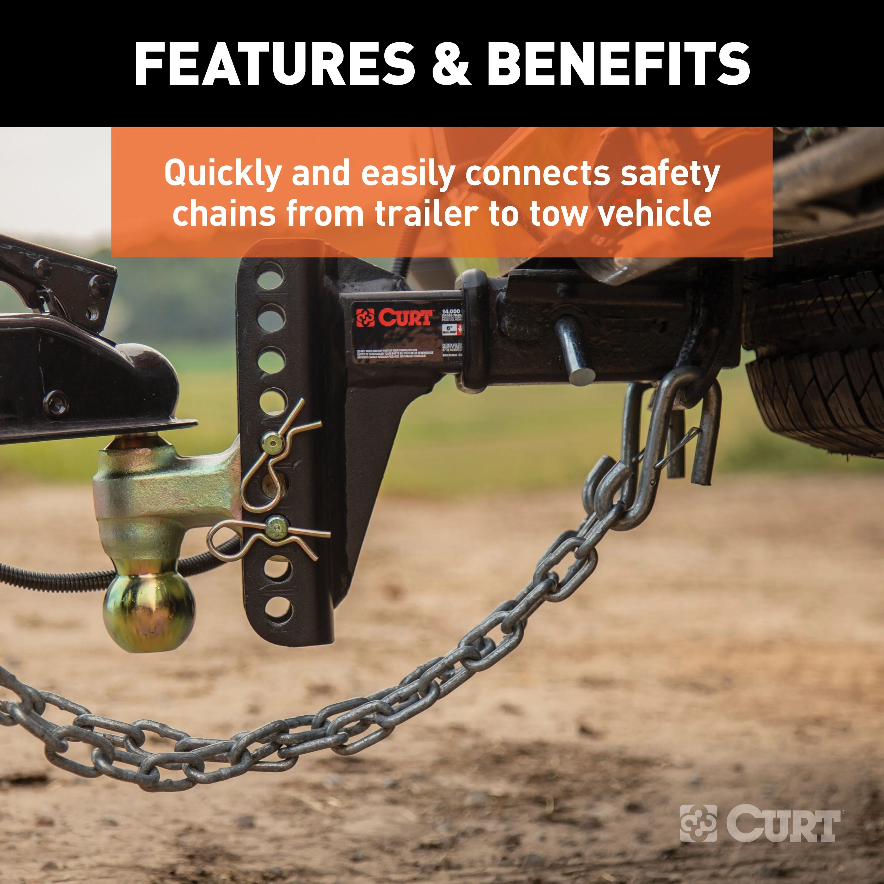 CURT 81820 CURT 81820 7/16-Inch Certified Trailer Safety Chain S-Hook with Latch; 5;000 lbs