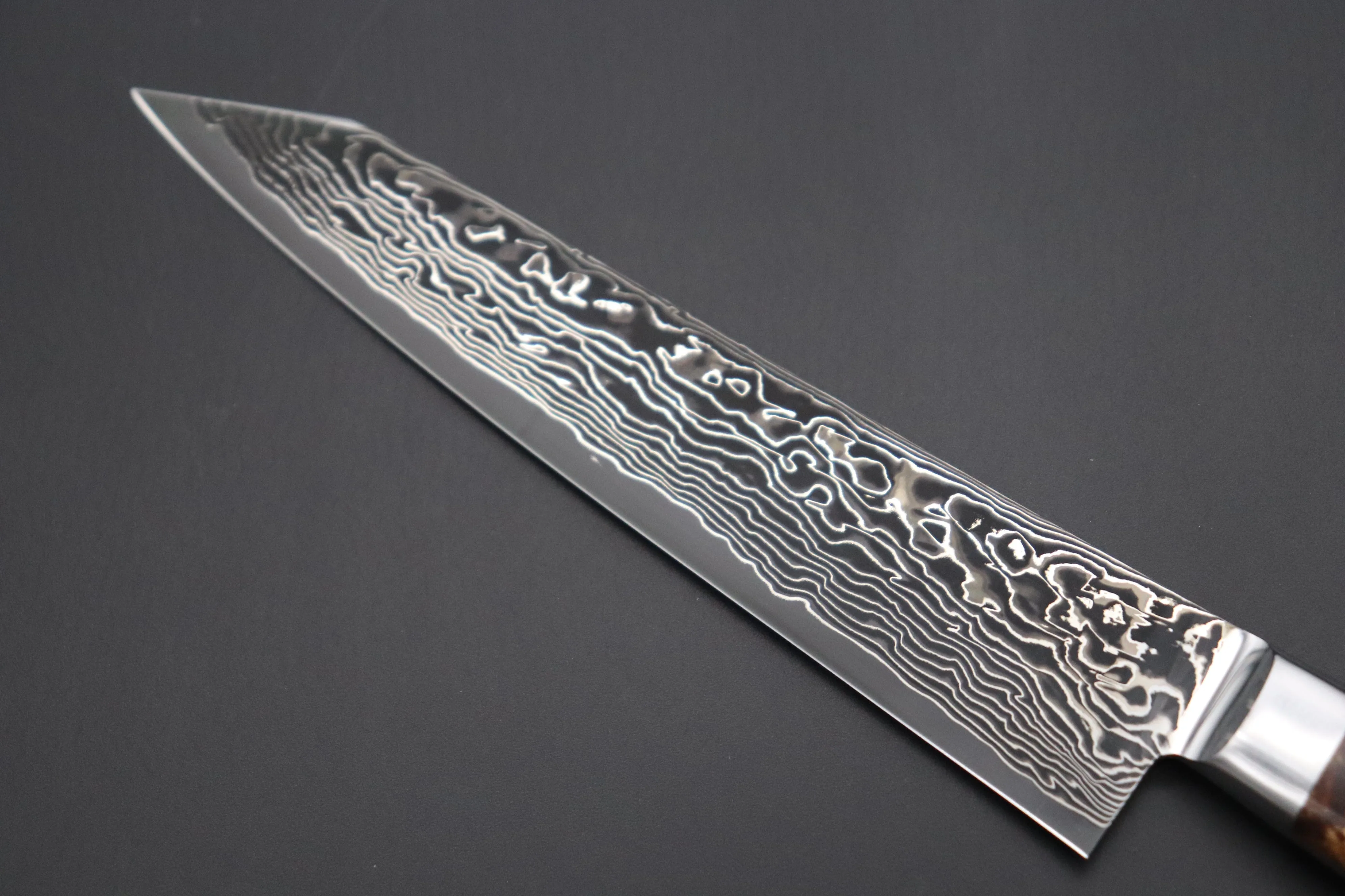 JCK Original Kagayaki Grand Canyon R-2 Black Damascus Series GCYU-3 Kiritsuke Petty 145mm (5.7 Inch)