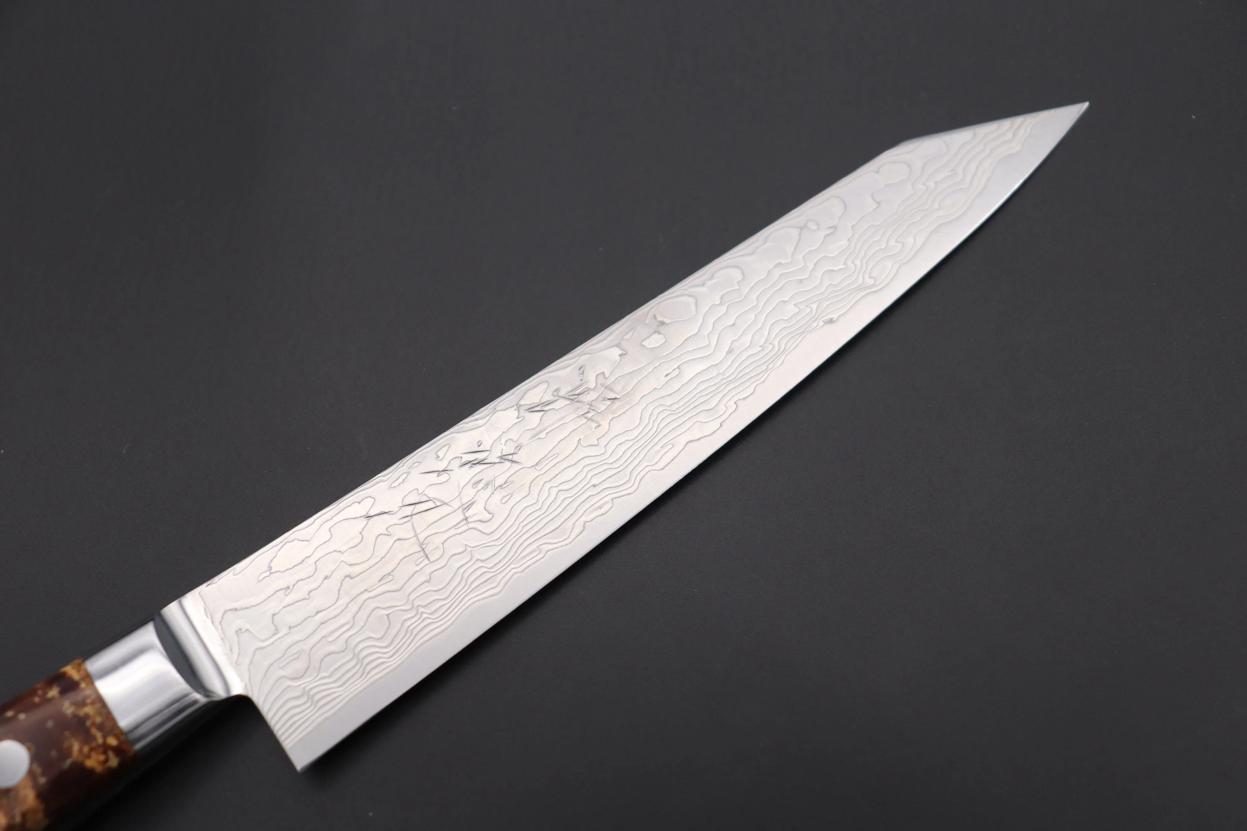 JCK Original Kagayaki Grand Canyon R-2 White & Silver Damascus Series GCYU-20 Kiritsuke Petty 145mm (5.7 Inch)