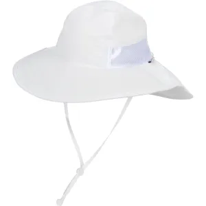 Kids Wide Brim   Flap Neck Sun Protective Adventure Hat - White