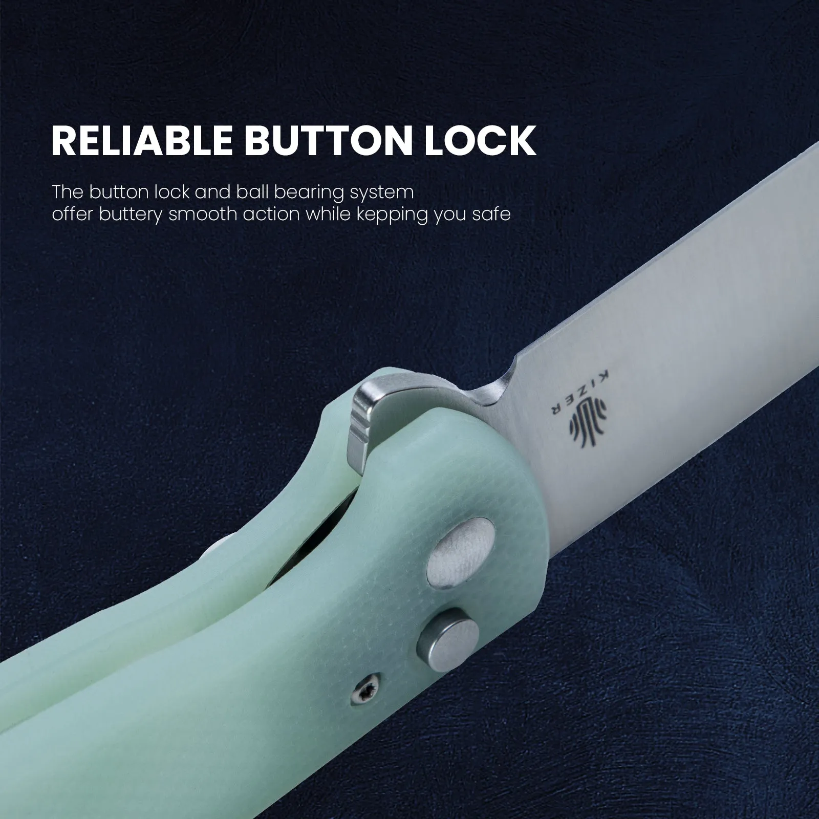 Kizer Amicus Button Lock G10 Handle L3002A2 (2.95 Satin)