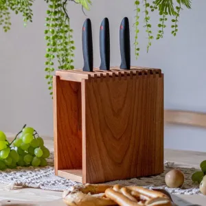 KnifeNest: Wooden Knife Holder Block