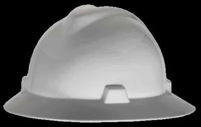 MSA White V-Gard Class E Type I Polyethylene Non-Slotted Hard Hat With Full Brim And Staz-On Suspension