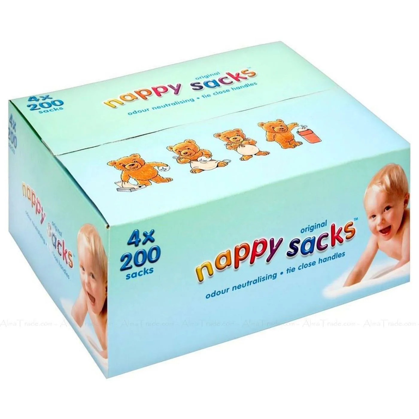 Nappy Sacks Original 4 Resealable Packs of 200