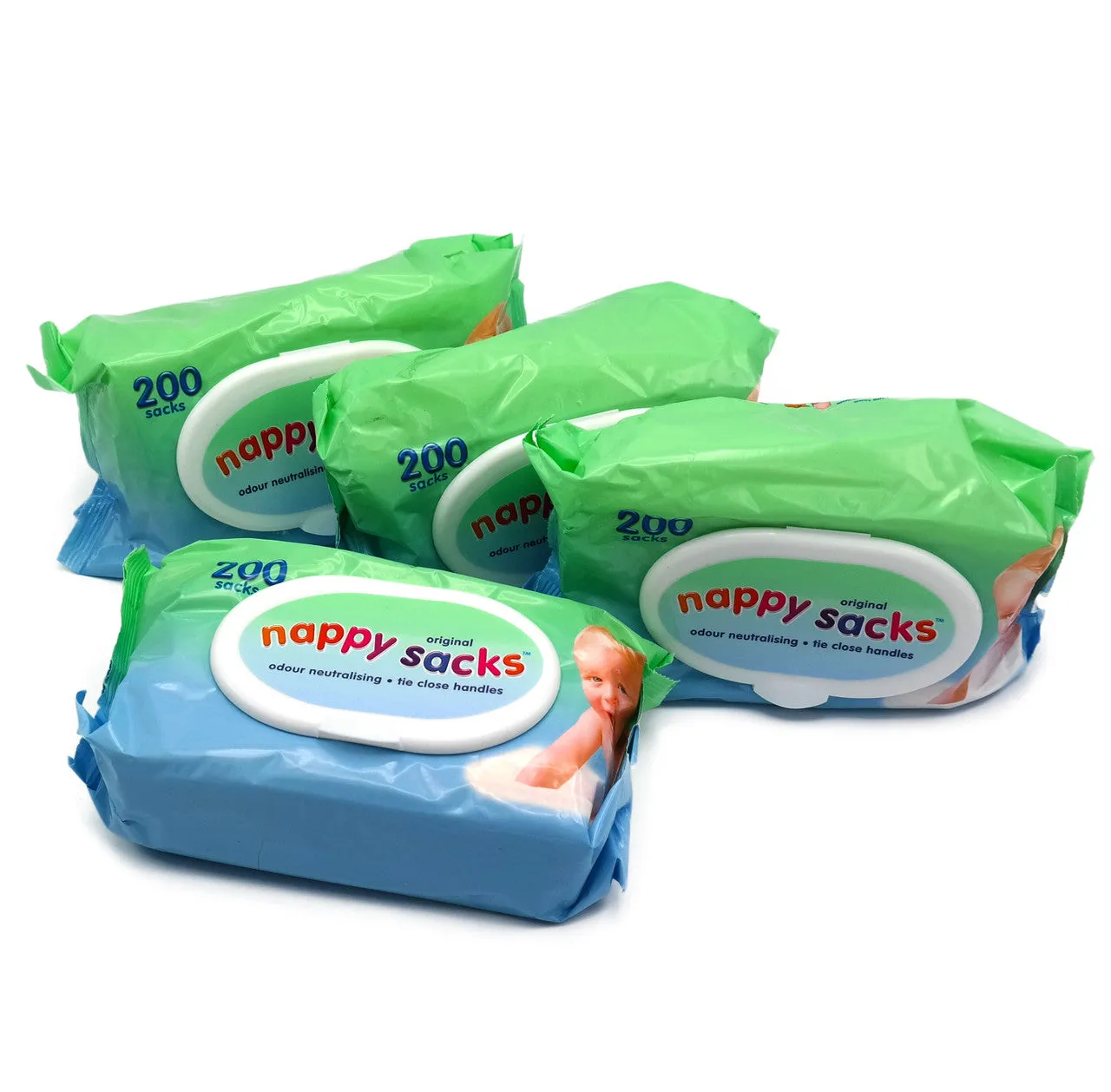 Nappy Sacks Original 4 Resealable Packs of 200