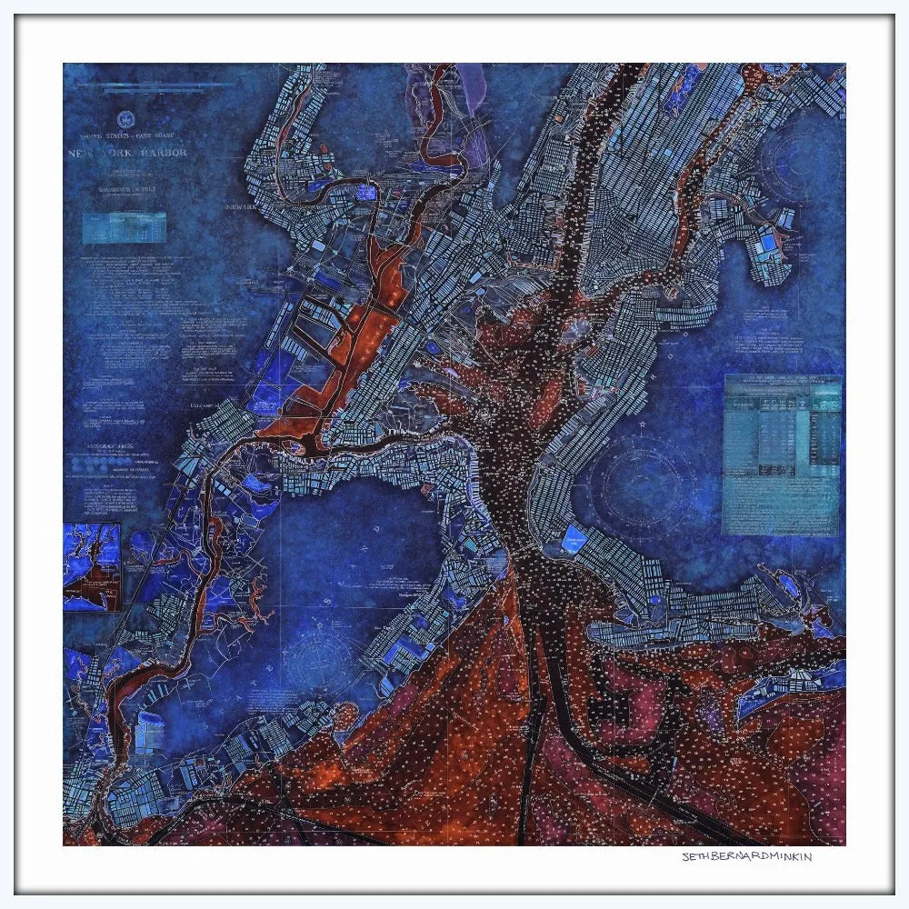 [new york harbor nautical chart 2.0][limited edition print by seth b minkin]