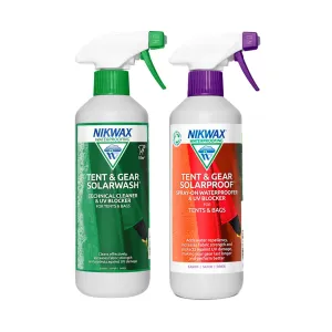 Nikwax Twin Pack: Tent & Gear SolarWash/SolarProof (500ml) kit