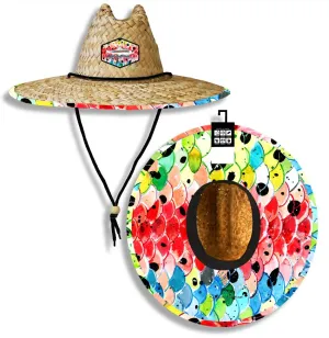 Rainbow #3 Fish Print Patterned Straw Sun Hat