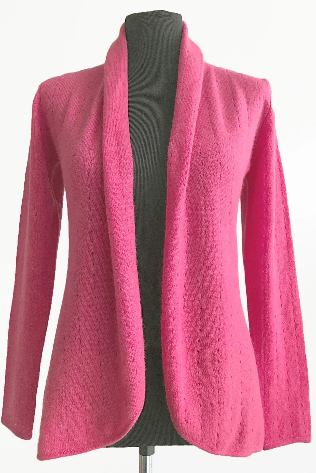 Rose pink Cashmere Cardigan - Pointelle