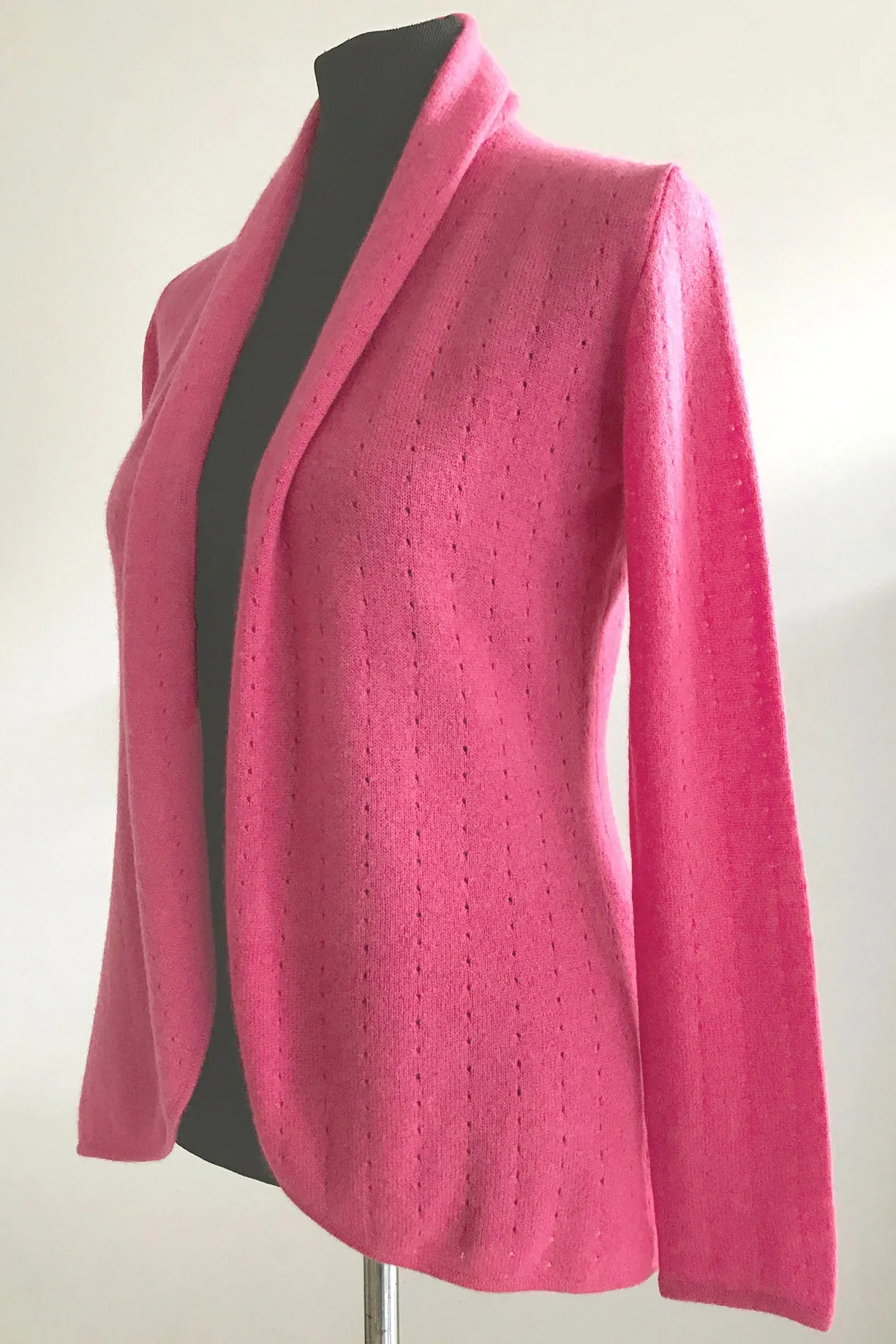 Rose pink Cashmere Cardigan - Pointelle