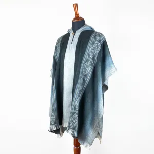 Simiatug - Lightweight Baby Alpaca Hooded Poncho - Cloudy Blue - Unisex