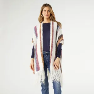 Skye Multi Stripe Open Cardigan - Winter White/Multi Stripe