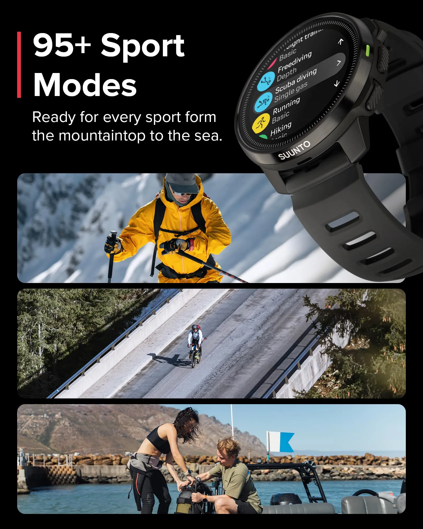 SUUNTO Ocean Dive Computer, GPS Multisport Watch for Training, Underwater Route Tracking & Wireless Tank Pressure Monitor, AMOLED Touchscreen, Dualband GNSS, Offline Map, 26D Battery Life