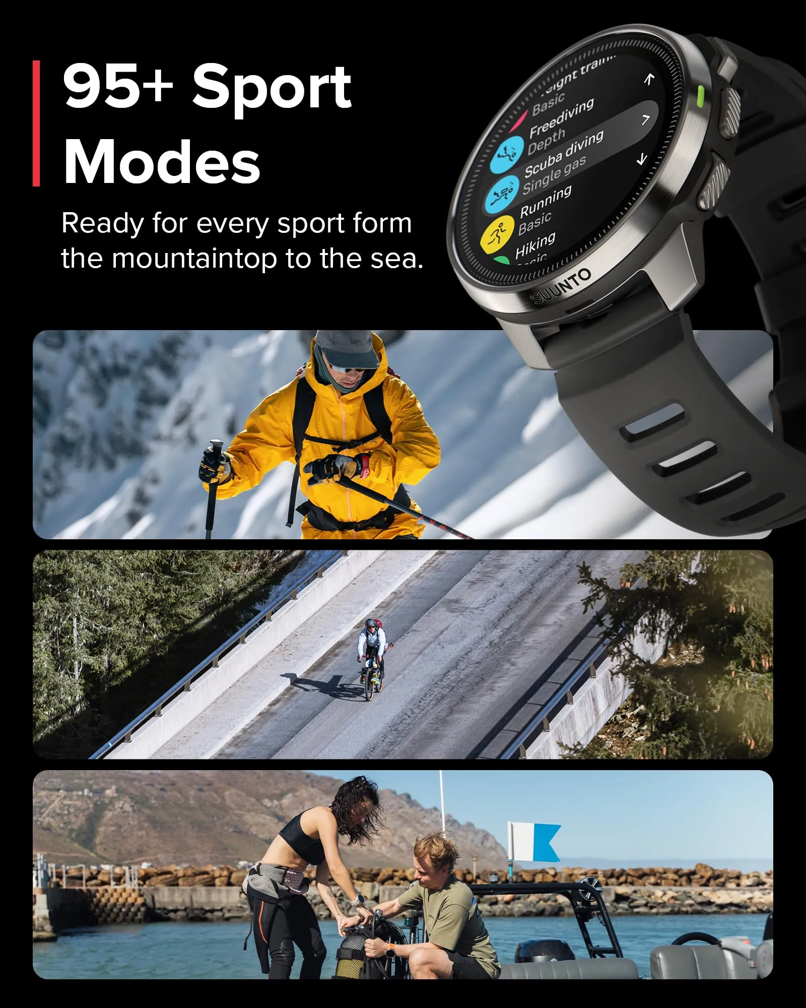 SUUNTO Ocean Dive Computer, GPS Multisport Watch for Training, Underwater Route Tracking & Wireless Tank Pressure Monitor, AMOLED Touchscreen, Dualband GNSS, Offline Map, 26D Battery Life