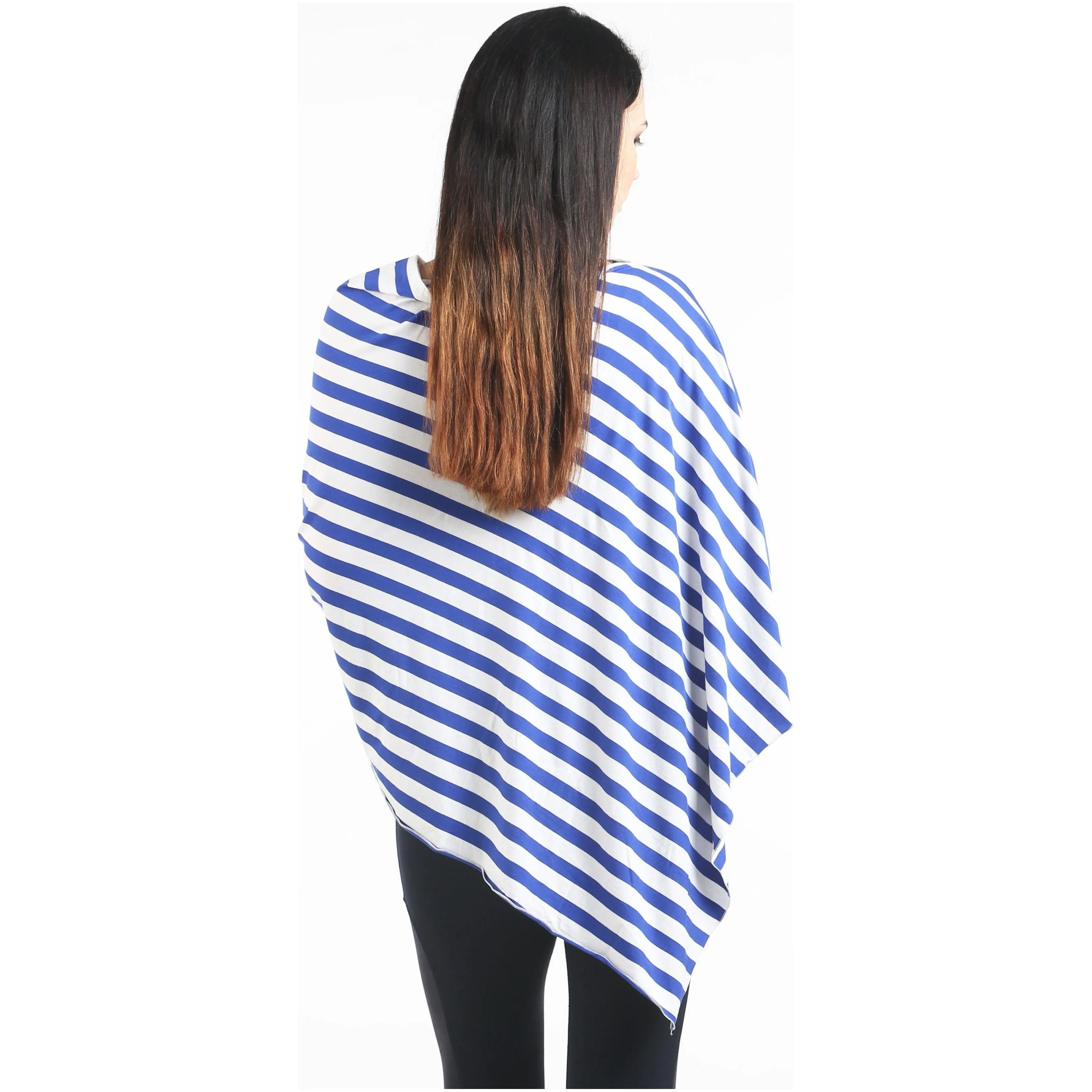 UberMums Blue/White Stripe Nursing Poncho - Modal Spandex